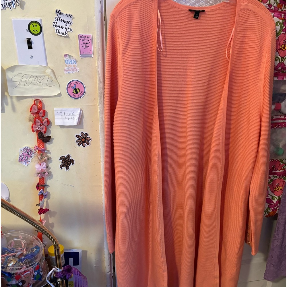 Talbots plus one X orange long cardigan